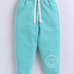 Little Ninja Cotton Knit Full Sleeves Bear Patch Embroiderd Sweatshirt & Joggers Set - White & Green image 5