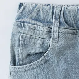 Mark & Mia Washed Denim Shorts With Strawberry Crochet Applique - Blue image 5