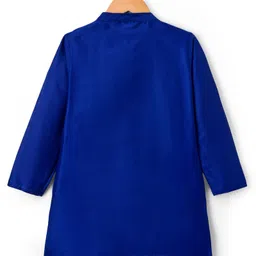 Pine Kids Woven Full Sleeves Kurta Pajama with Jacket & Motif Print - Navy Blue image 5