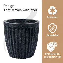 RUBOXA 4Pcs Black UV ProtectedBig Size Flower Pot image 2
