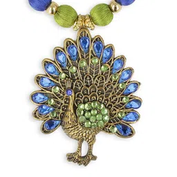 AKSHARA Women Blue & Green Handcrafted Brass Necklace image 3