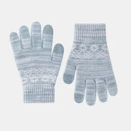 quechua KIDS’ TOUCHSCREEN COMPATIBLE HIKING GLOVES - SH100 KNITTED - AGED 4-14 YEARS image 3