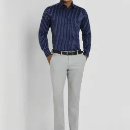 Allen Solly Navy Cotton Regular Fit Striped Shirt image 5