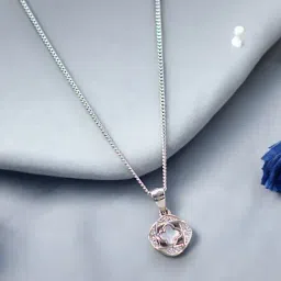 Taraash 92.5 Sterling Silver Clover Pendant with Chain for Women-picture-37