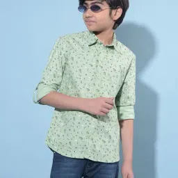 Crimsoune Club Kids Green Printed Full Sleeves Shirt-image-13