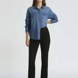 pepe jeans Pepe High Rise Jeans Black Cotton High Rise Jeans image 5
