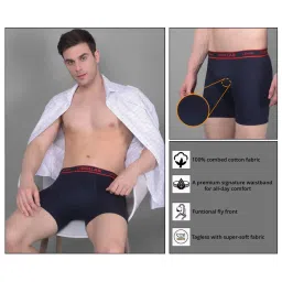 Dollar Lehar Assorted Cotton Regular Fit Trunks - Pack Of 3 image 5