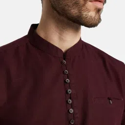Mettle Dark Wine Cotton Regular Fit Shirt image 5