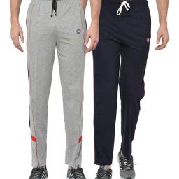 Vimal Jonney Grey & Navy Regular Fit Trackpants - Pack of 2-image-81