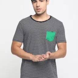 Masculino Latino Black & White Cotton Regular Fit Striped T-Shirt-picture-43