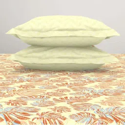 Spaces Tropica Light Yellow & Red 100% Cotton 132 TC Double Bedsheet with 2 Pillow Covers image 5