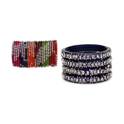 SOMIL Set Of 28 Artificial Stones-Studded Bangles-picture-23