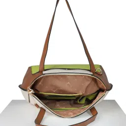 Allen Solly Green & Brown Color Block Medium Shoulder Handbag image 5