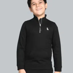 Plum Tree Boys Black Cotton Logo Sweatshirt-image-91