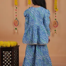 UNBIND Girls Striped Regular Pure Cotton Kurta with Sharara image 3