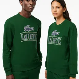 Lacoste Unisex Green Cotton Classic Fit Logo Printed Sweatshirt-picture-12
