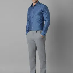 Louis Philippe Blue Cotton Regular fit Print Formal Shirt image 5