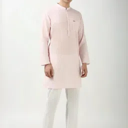 Peter England Pink Cotton Slim Fit Texture Kurta image 5