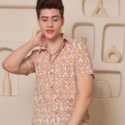 Style Matters Men Standard Fit Spread Collar Floral Printed Cotton Casual Shirt-image-77