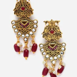 Zeneme Gold Plated Stone Studded Beaded Jewellery Set image 5