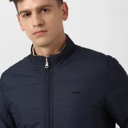 Peter England Navy Regular Fit Quilted Reversible Jacket image 5