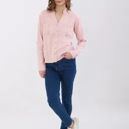 Spykar Pink Blended Regular Fit Solid Shirt image 5