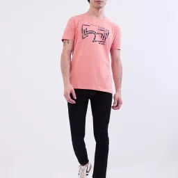 Spykar Tropical Pink Cotton Polyblend Regular Graphic T-Shirts image 5