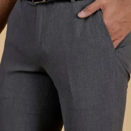 JadeBlue Dark Grey Rayon Slim Fit Solid Trouser image 5