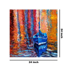 999Store Multicolor Canvas Boat Reflections Wrapped Painting image 5