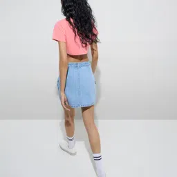 nuon women Nuon by Westside Light Blue High-Rise Denim Skirt image 2