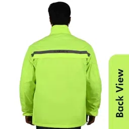 Allextreme Polyester Fabric Material Neon Green Riding Jacket Rain Cover for Men's Size M, EX-RWJ-NG-M image 3