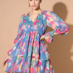 Scorpius Multicolor Floral Print Fit & Flare Dress-picture-11