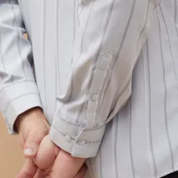 Code By Lifestyle Grey Regular Fit Striped Shirt image 5