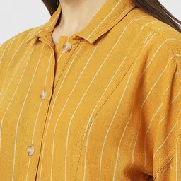 Van Heusen Woman Spread Collar Striped Linen Blend Casual Tailored Jacket image 2