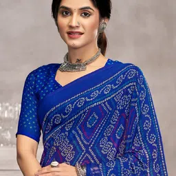 KALINI Bandhani Poly Chiffon Bandhani Saree image 4