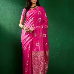MAHALASA Pink Printed Saree With Unstitched Blouse-picture-28