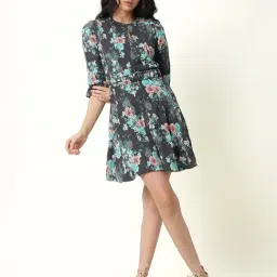 RAREISM Grey Cotton Blend Printed Short Sleeves Dress-picture-13