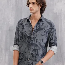 WROGN Slim Fit Spread Collar Floral Printed Pure Cotton Opaque Shirt-picture-17