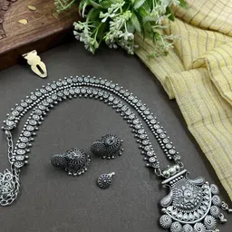 NAMAN ARTS Namrata Silver Plated Jewellery Set-image-68