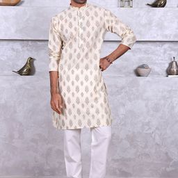 ManQ Men Zari Ethnic Motif Printed Kurta-picture-16