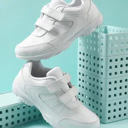 LIBERTY Solid Double Velcro Closure School Shoes - White-image-54