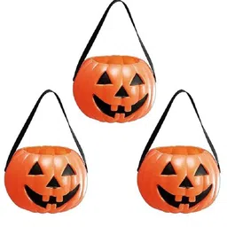 Kaku Fancy Dresses Pack Of 3 Halloween Theme Small Pumpkin Baskets - Orange-image-36