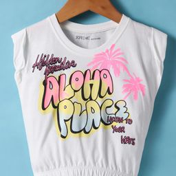 Doreme Single Jersey Knit Half Sleeves T-Shirt With Aloha Text Print - Off White-picture-26