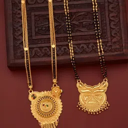 Bhanu diam Gold-Plated & Black Brass Mangalsutra-picture-15