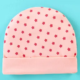Ben Benny Cotton Knit Round Cap Star Printed  Peach - Diameter 11 cm image 2