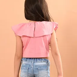 Lilpicks Couture Sleeveless Solid Ruffle Crop Top - Light Pink image 3