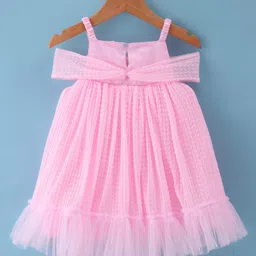 Babyhug Woven Sleeveless Fit & Flared Party Frock with Pleated Design - Pink image 2