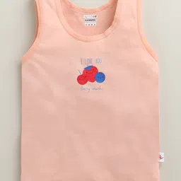 BUMZEE Cotton Knit Pack Of 3 Sleeveless Berry Printed Slips - Peach & Mint Green image 3