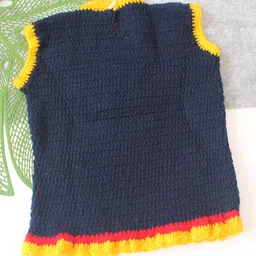 Woonie Hand Knitted Sleeveless Space Designed Sweater - Navy Blue image 3