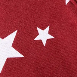 Babyhug Cotton Knit Full Sleeves Front Open Hooded Sweatjacket With Star Print - Red image 3